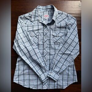 Roper Women's Blue Plaid Western Pearl Snap Shirt Size L